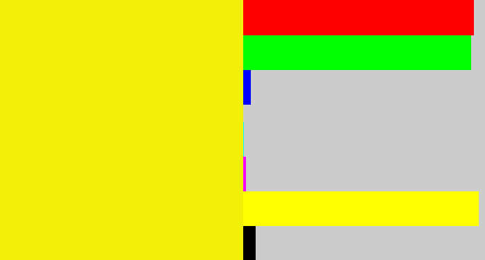 Hex color #f3f007 - bright yellow