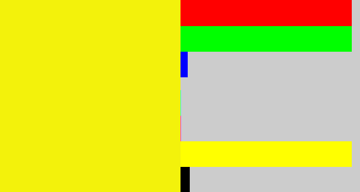 Hex color #f3f20b - sunny yellow