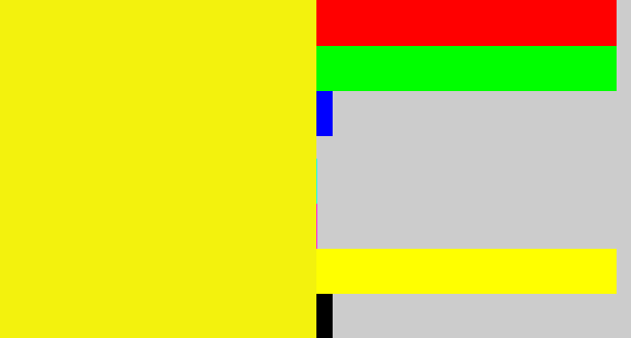 Hex color #f3f20d - sunny yellow