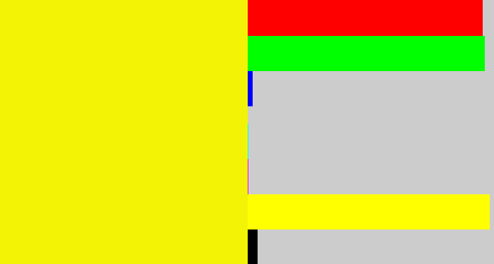 Hex color #f3f405 - bright yellow