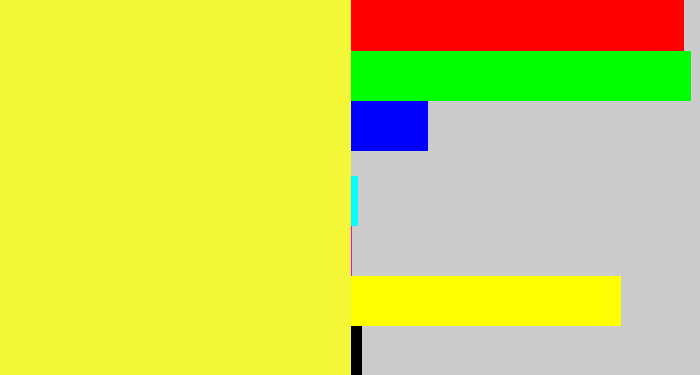 Hex color #f3f738 - off yellow