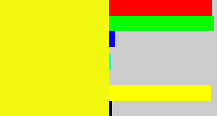 Hex color #f3f810 - sunny yellow