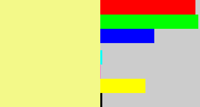 Hex color #f3f989 - yellowish tan