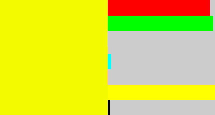 Hex color #f3fa00 - bright yellow