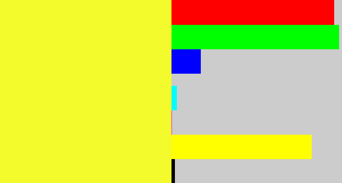 Hex color #f3fb2c - lemon yellow