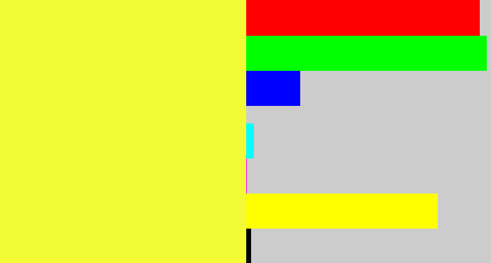 Hex color #f3fb37 - lemon yellow