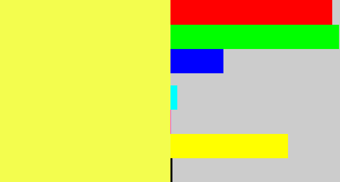Hex color #f3fd4e - banana yellow