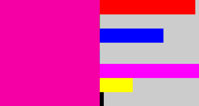 Hex color #f400a4 - shocking pink