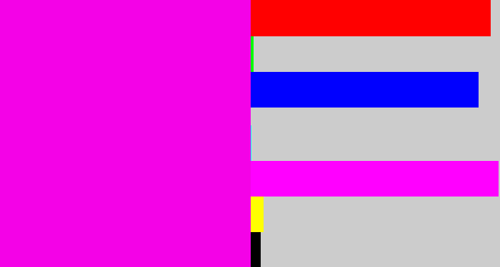 Hex color #f402e7 - bright magenta