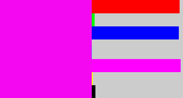 Hex color #f408f1 - bright magenta