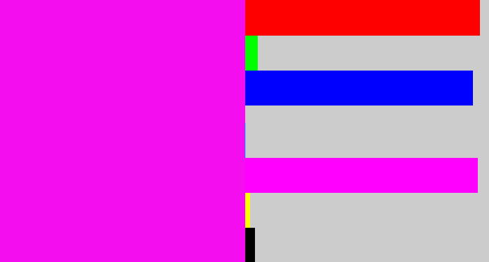 Hex color #f40dee - bright magenta