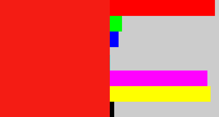 Hex color #f41c14 - vermillion