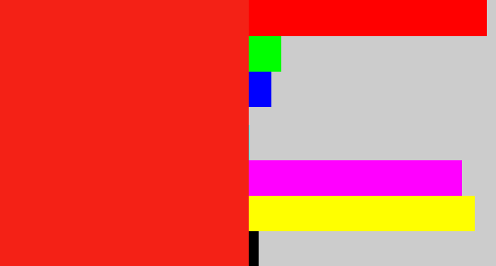 Hex color #f42116 - vermillion
