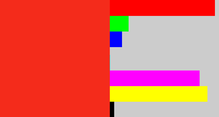 Hex color #f42b1b - vermillion