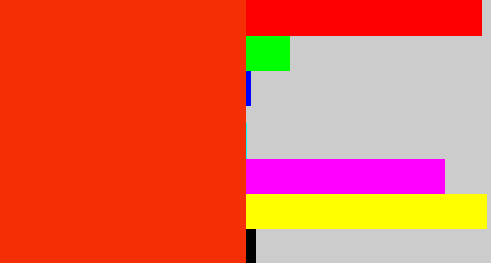 Hex color #f42f06 - vermillion