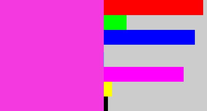 Hex color #f439e1 - purple pink