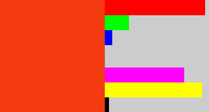 Hex color #f43a11 - vermillion
