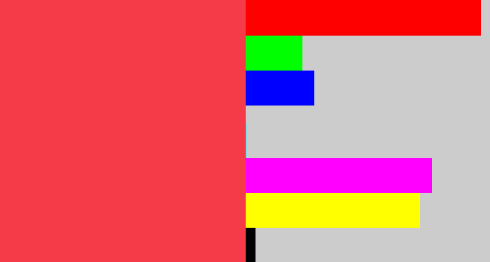 Hex color #f43b47 - lightish red