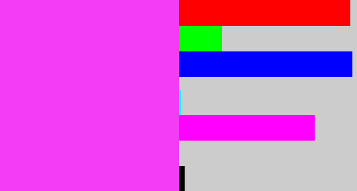 Hex color #f43cf7 - heliotrope