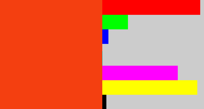 Hex color #f43f10 - orangered