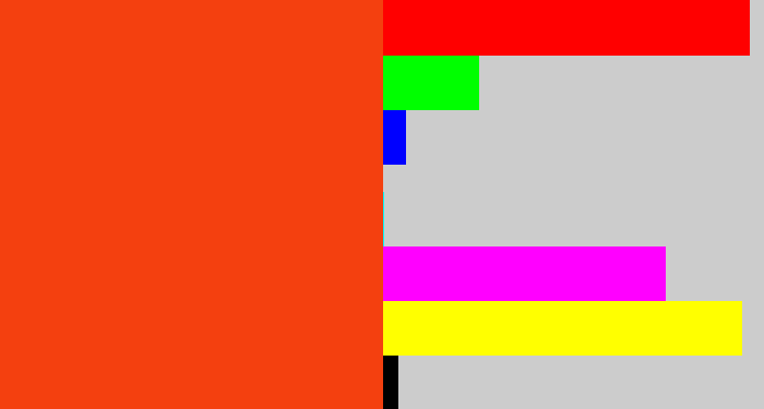 Hex color #f4400f - orangered