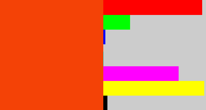 Hex color #f44206 - red orange