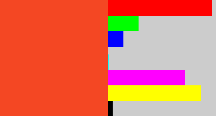 Hex color #f44723 - orangey red