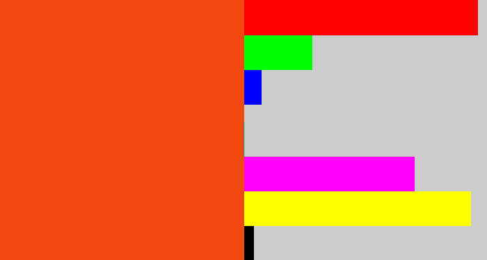 Hex color #f44811 - reddish orange