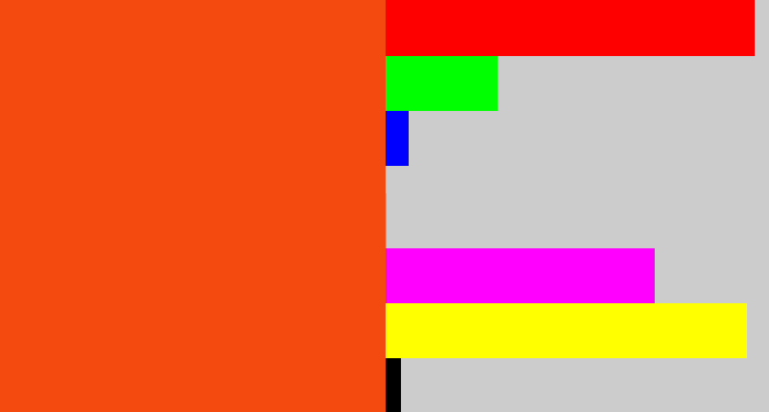 Hex color #f44a0f - orangered