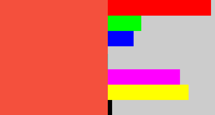 Hex color #f4503d - light red