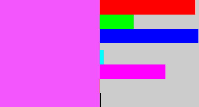 Hex color #f456fd - violet pink