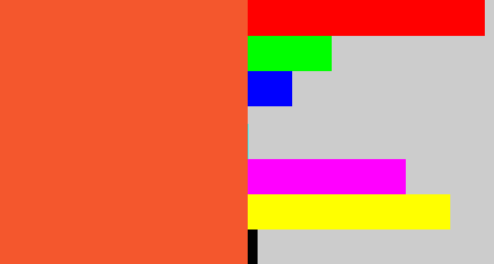 Hex color #f4572d - reddish orange