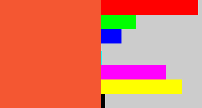 Hex color #f45732 - orangey red