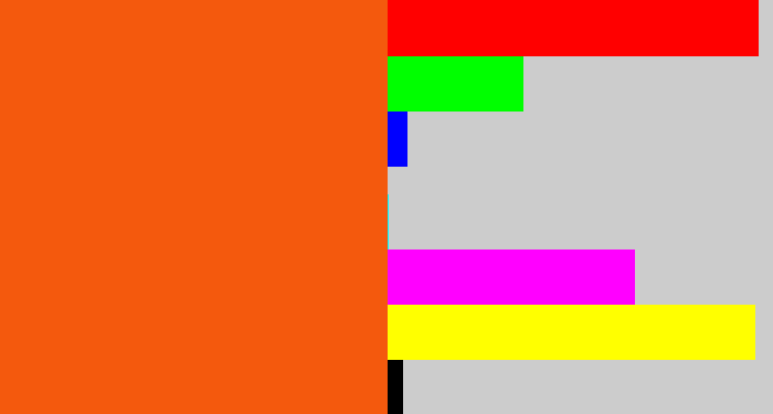 Hex color #f4590d - bright orange