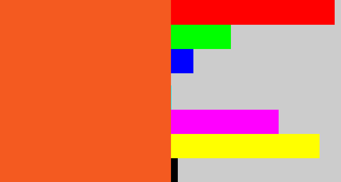 Hex color #f45a20 - reddish orange