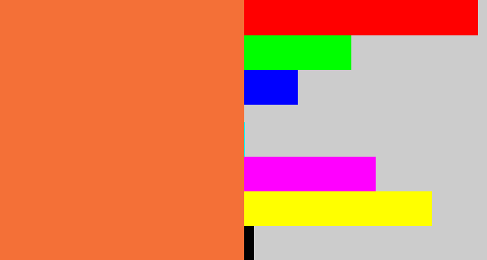 Hex color #f47037 - dusty orange