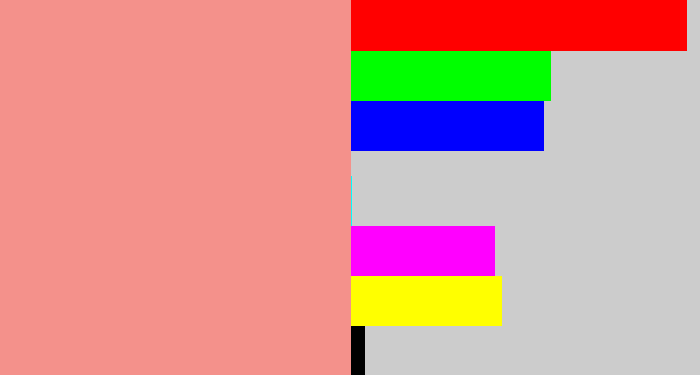 Hex color #f4918b - blush