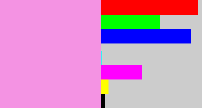 Hex color #f493e3 - lavender pink