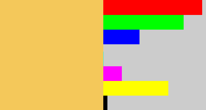 Hex color #f4c85a - maize