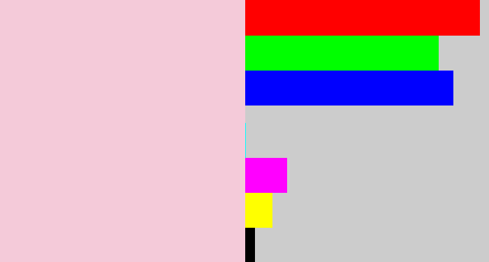 Hex color #f4cad9 - pale pink