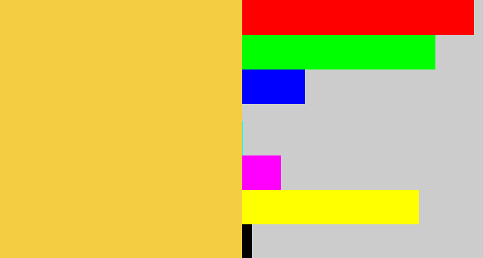 Hex color #f4cd43 - maize