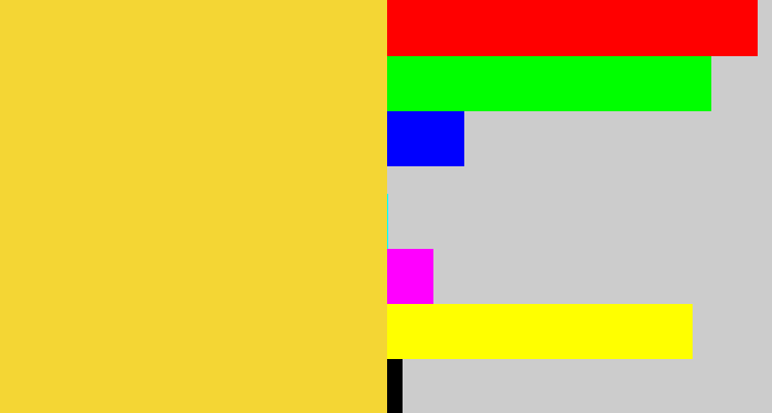 Hex color #f4d634 - sun yellow