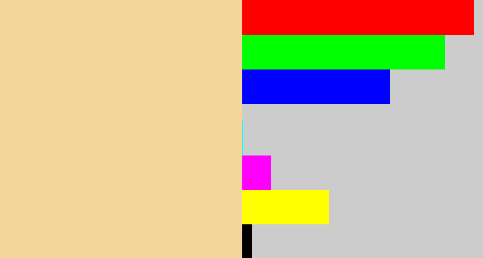 Hex color #f4d69b - beige