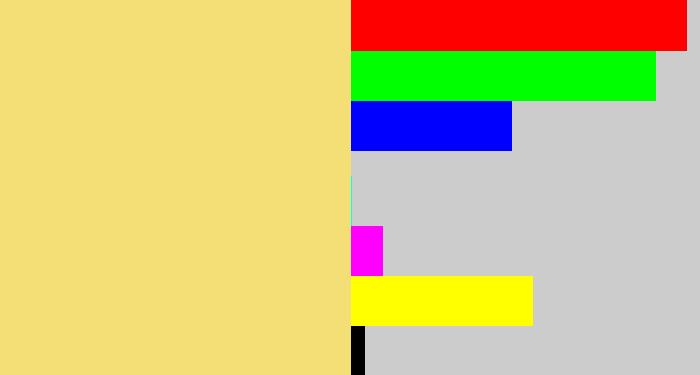 Hex color #f4df76 - sandy