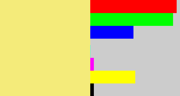 Hex color #f4eb7a - sandy yellow