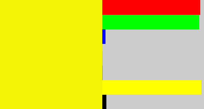 Hex color #f4f308 - bright yellow
