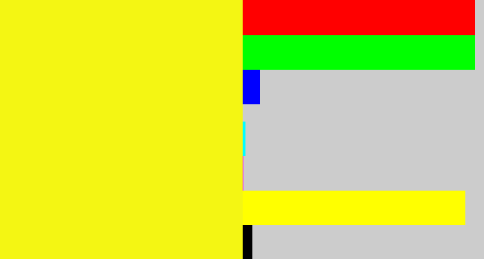 Hex color #f4f613 - sunny yellow