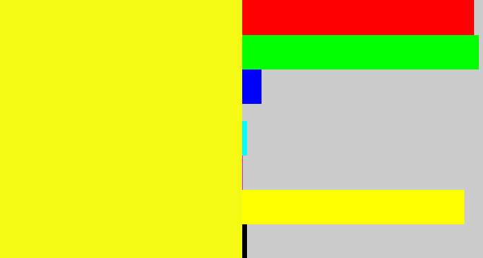 Hex color #f4fa14 - sunny yellow