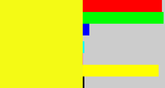 Hex color #f4fa15 - sunny yellow
