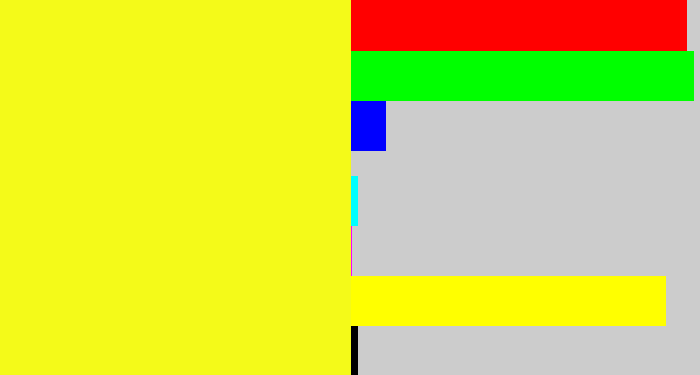 Hex color #f4fa19 - sunny yellow